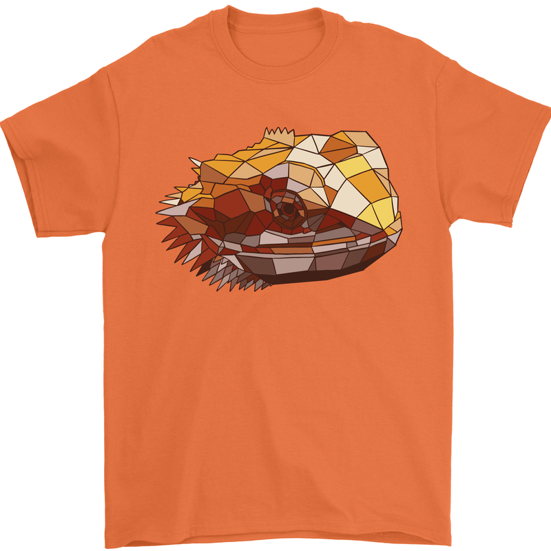 Polygonal Chameleon Mens T-Shirt 100% Cotton Orange