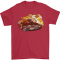 Polygonal Chameleon Mens T-Shirt 100% Cotton Red
