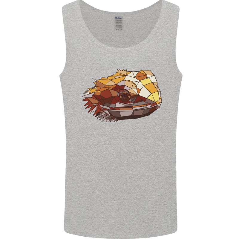 Polygonal Chameleon Mens Vest Tank Top Sports Grey