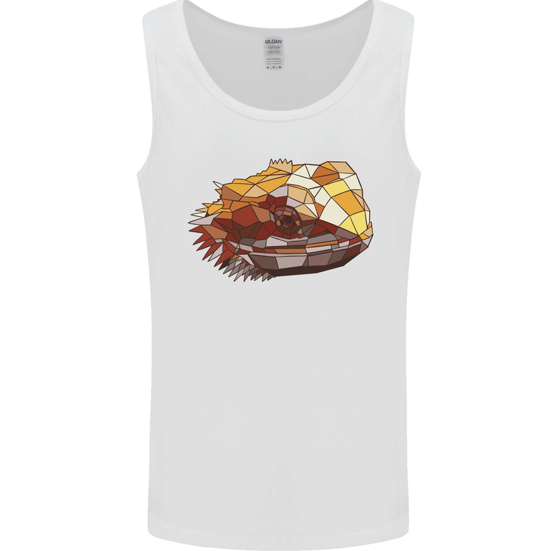 Polygonal Chameleon Mens Vest Tank Top White