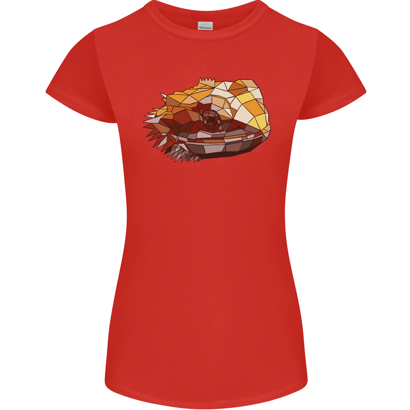 Polygonal Chameleon Womens Petite Cut T-Shirt Red