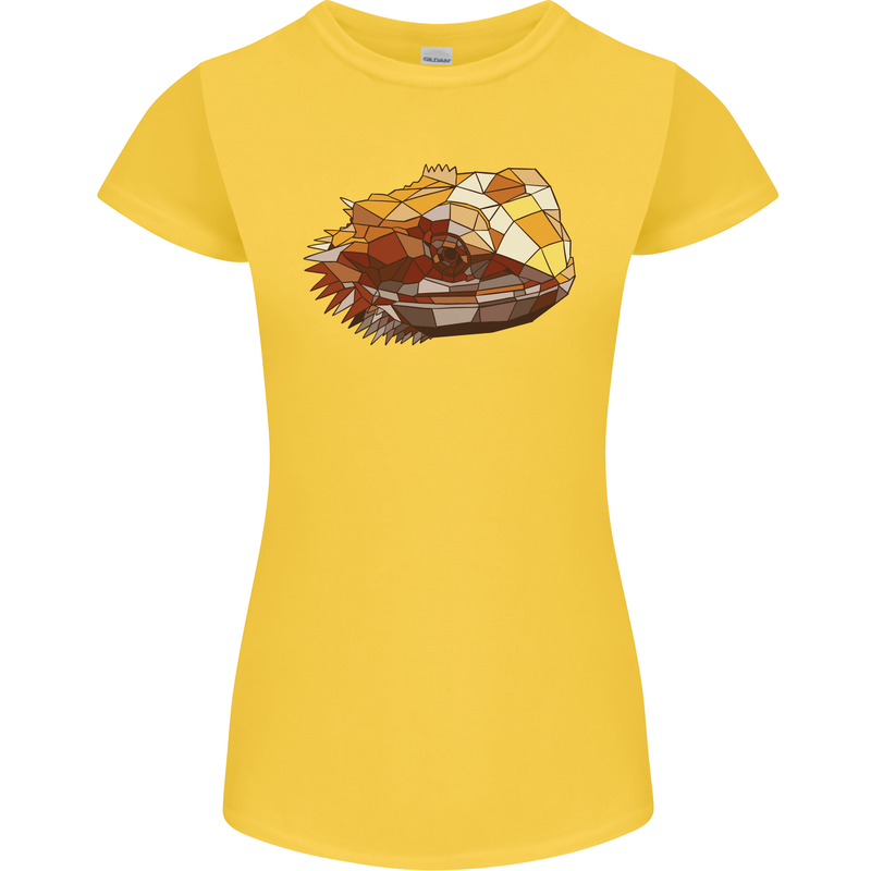 Polygonal Chameleon Womens Petite Cut T-Shirt Yellow