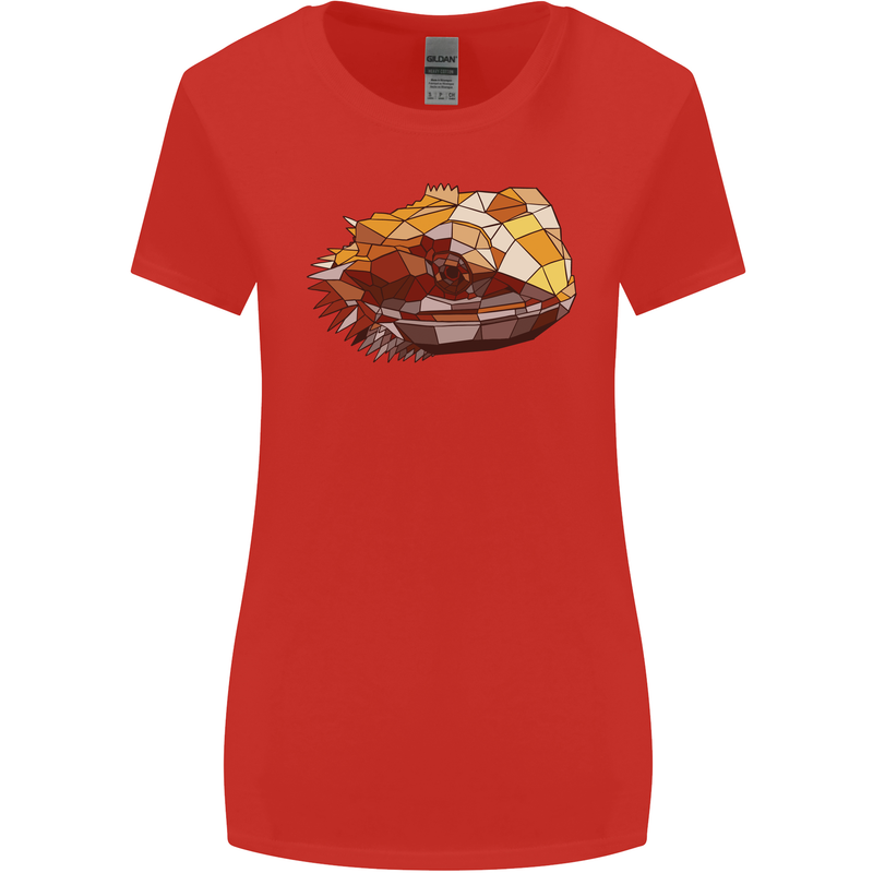 Polygonal Chameleon Womens Wider Cut T-Shirt Red