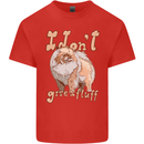 Pomeranian I Don't Give a Fluff Funny Dog Kids T-Shirt Childrens Red