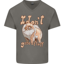 Pomeranian I Don't Give a Fluff Funny Dog Mens V-Neck Cotton T-Shirt Charcoal