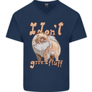 Pomeranian I Don't Give a Fluff Funny Dog Mens V-Neck Cotton T-Shirt Navy Blue