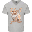 Pomeranian I Don't Give a Fluff Funny Dog Mens V-Neck Cotton T-Shirt Sports Grey