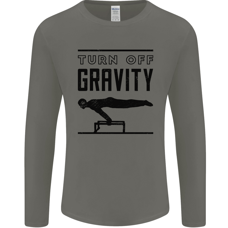 Pommel Horse Gymnastics Turn Off Gravity Gymnast Mens Long Sleeve T-Shirt Charcoal