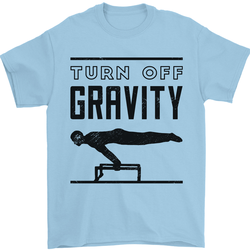 Pommel Horse Gymnastics Turn Off Gravity Gymnast Mens T-Shirt 100% Cotton Light Blue