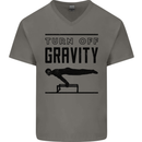 Pommel Horse Gymnastics Turn Off Gravity Gymnast Mens V-Neck Cotton T-Shirt Charcoal