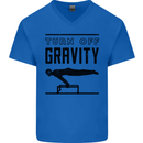 Pommel Horse Gymnastics Turn Off Gravity Gymnast Mens V-Neck Cotton T-Shirt Royal Blue