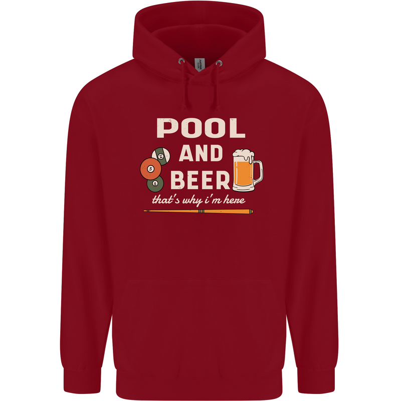 Pool and Beer That's Why I'm Here Childrens Kids Hoodie Red