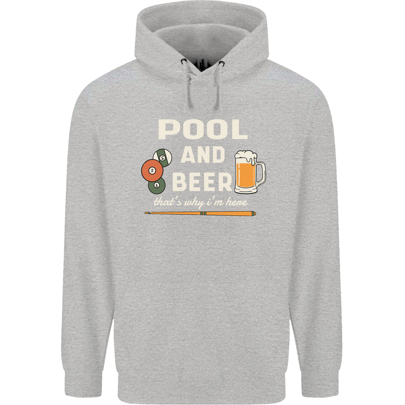 Pool and Beer That's Why I'm Here Childrens Kids Hoodie Sports Grey