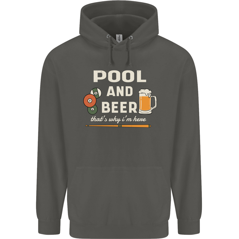 Pool and Beer That's Why I'm Here Childrens Kids Hoodie Storm Grey