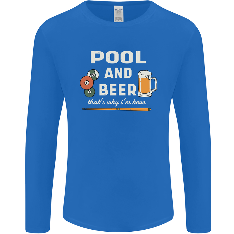 Pool and Beer That's Why I'm Here Mens Long Sleeve T-Shirt Royal Blue