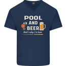 Pool and Beer That's Why I'm Here Mens V-Neck Cotton T-Shirt Navy Blue