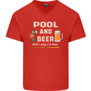 Pool and Beer That's Why I'm Here Mens V-Neck Cotton T-Shirt Red