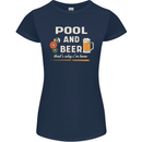 Pool and Beer That's Why I'm Here Womens Petite Cut T-Shirt Navy Blue