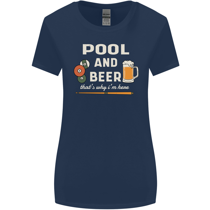 Pool and Beer That's Why I'm Here Womens Wider Cut T-Shirt Navy Blue