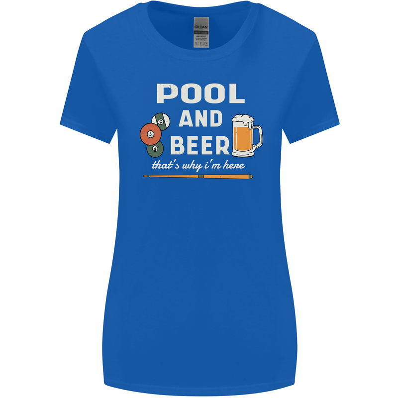 Pool and Beer That's Why I'm Here Womens Wider Cut T-Shirt Royal Blue