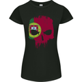 Portugal Skull Flag Gym Flag Biker Womens Petite Cut T-Shirt Black