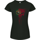 Portugal Skull Gym Training Bodybuilding Womens Petite Cut T-Shirt Black