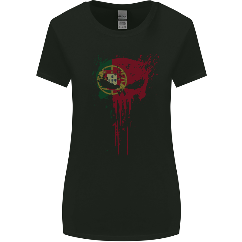 Portugal Skull Gym Training Bodybuilding Womens Wider Cut T-Shirt Black