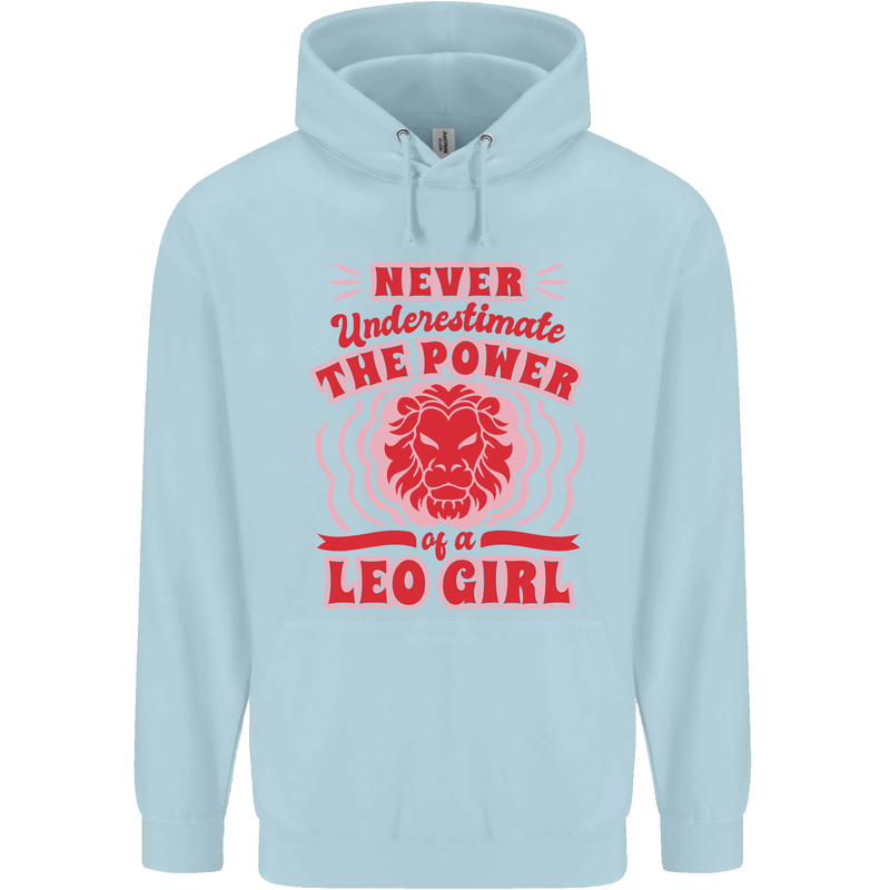 Power of Leo Girl Star Sign Zodiac Horoscope Childrens Kids Hoodie Light Blue