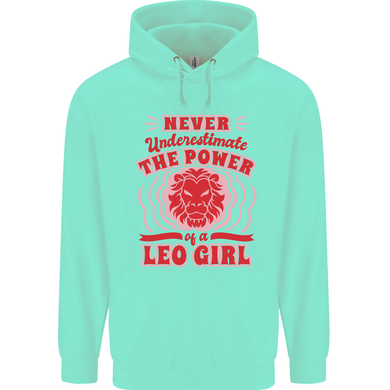 Power of Leo Girl Star Sign Zodiac Horoscope Childrens Kids Hoodie Peppermint