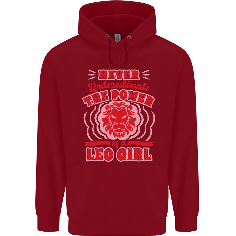 Power of Leo Girl Star Sign Zodiac Horoscope Childrens Kids Hoodie Red