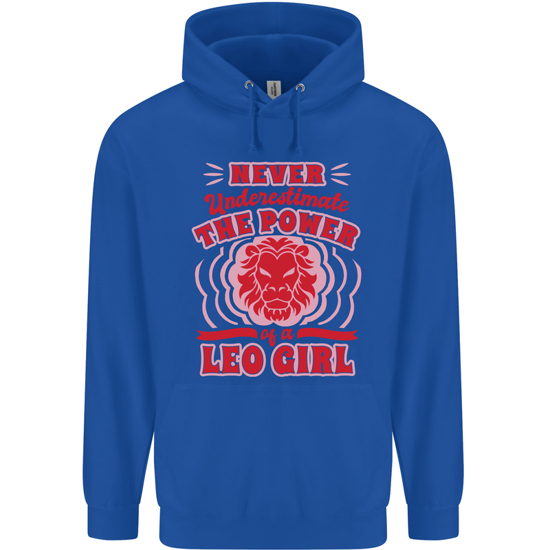 Power of Leo Girl Star Sign Zodiac Horoscope Childrens Kids Hoodie Royal Blue