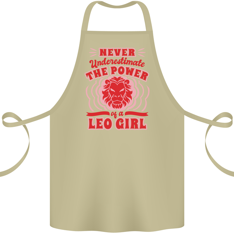 Power of Leo Girl Star Sign Zodiac Horoscope Cotton Apron 100% Organic Khaki