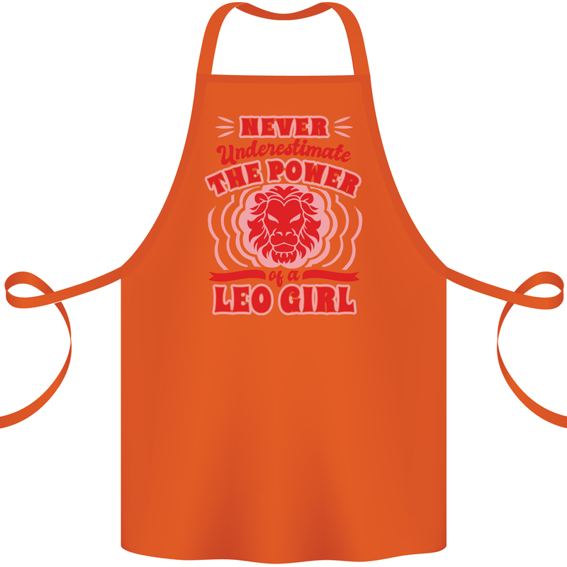 Power of Leo Girl Star Sign Zodiac Horoscope Cotton Apron 100% Organic Orange
