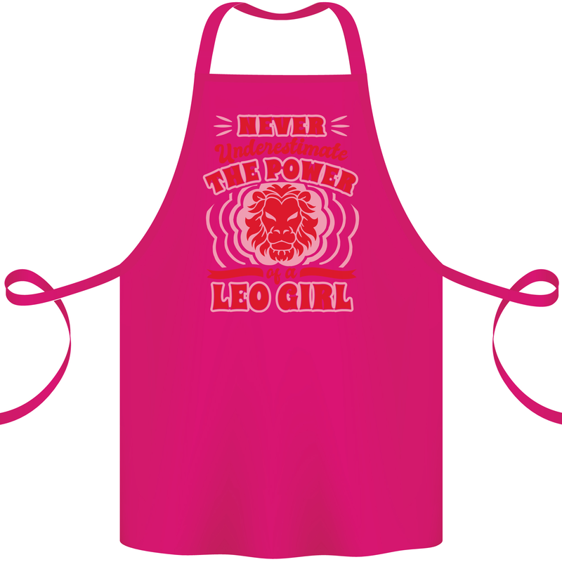 Power of Leo Girl Star Sign Zodiac Horoscope Cotton Apron 100% Organic Pink