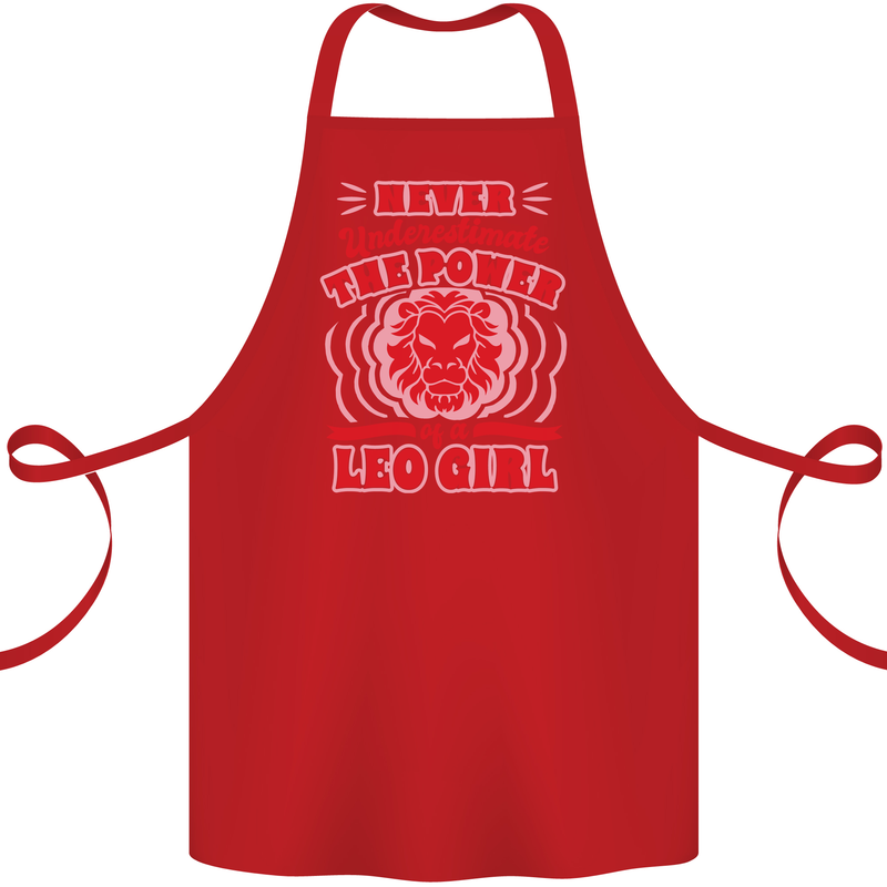 Power of Leo Girl Star Sign Zodiac Horoscope Cotton Apron 100% Organic Red