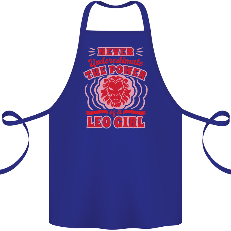Power of Leo Girl Star Sign Zodiac Horoscope Cotton Apron 100% Organic Royal Blue