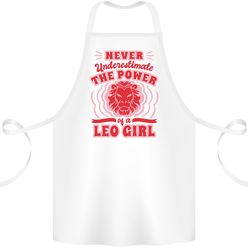 Power of Leo Girl Star Sign Zodiac Horoscope Cotton Apron 100% Organic White
