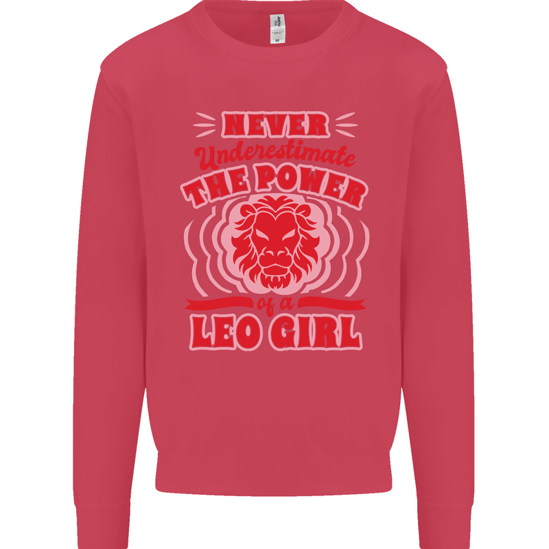 Power of Leo Girl Star Sign Zodiac Horoscope Kids Sweatshirt Jumper Heliconia