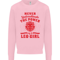 Power of Leo Girl Star Sign Zodiac Horoscope Kids Sweatshirt Jumper Light Pink
