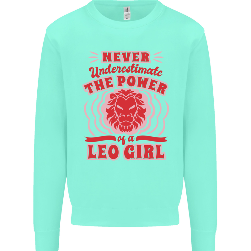 Power of Leo Girl Star Sign Zodiac Horoscope Kids Sweatshirt Jumper Peppermint