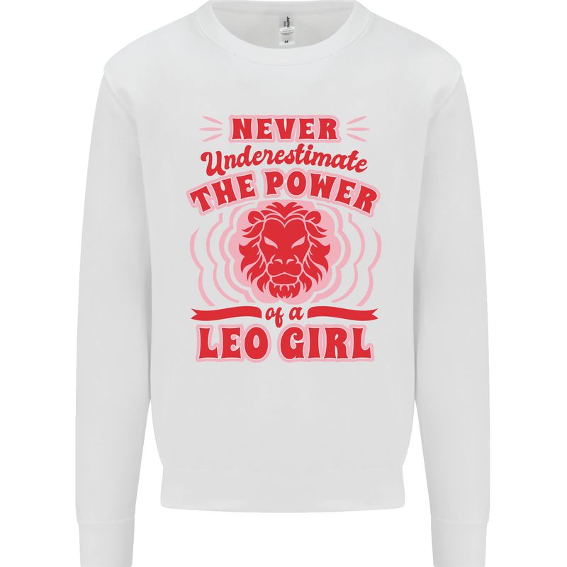 Power of Leo Girl Star Sign Zodiac Horoscope Kids Sweatshirt Jumper White