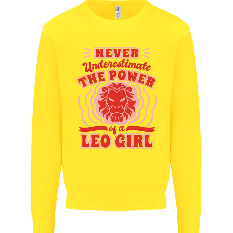 Power of Leo Girl Star Sign Zodiac Horoscope Kids Sweatshirt Jumper Yellow