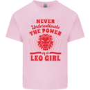 Power of Leo Girl Star Sign Zodiac Horoscope Kids T-Shirt Childrens Light Pink