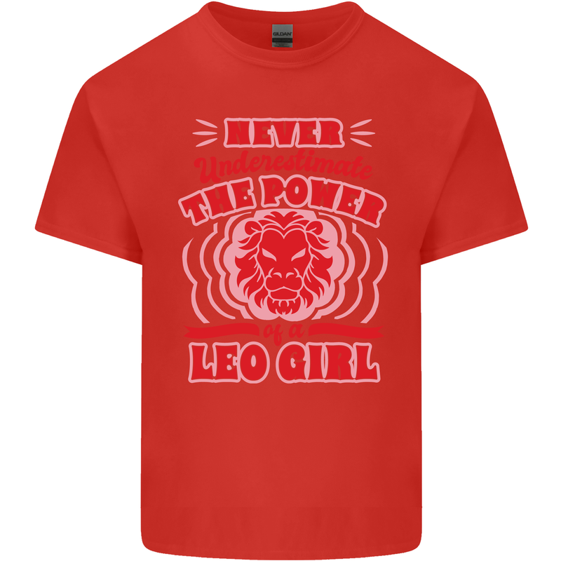 Power of Leo Girl Star Sign Zodiac Horoscope Kids T-Shirt Childrens Red