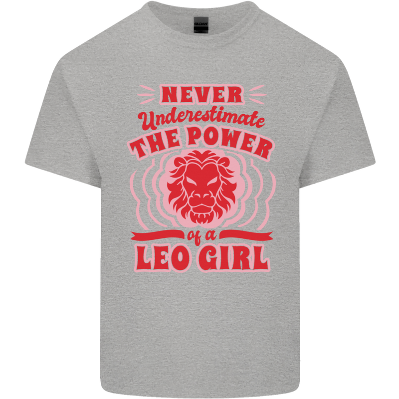 Power of Leo Girl Star Sign Zodiac Horoscope Kids T-Shirt Childrens Sports Grey