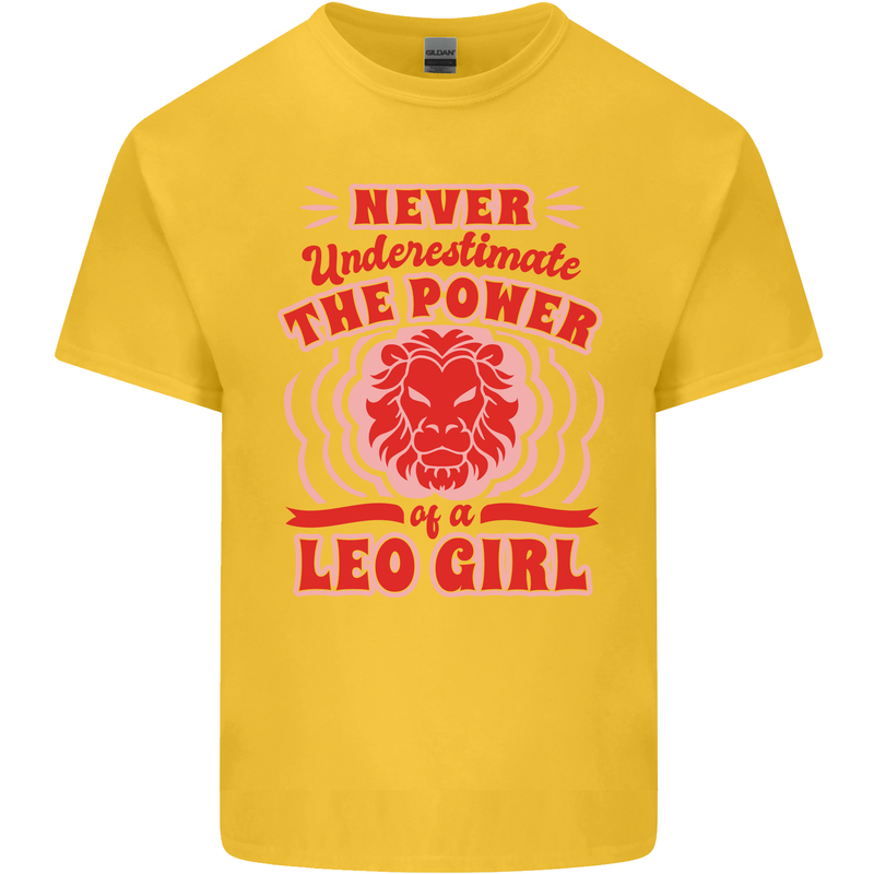 Power of Leo Girl Star Sign Zodiac Horoscope Kids T-Shirt Childrens Yellow