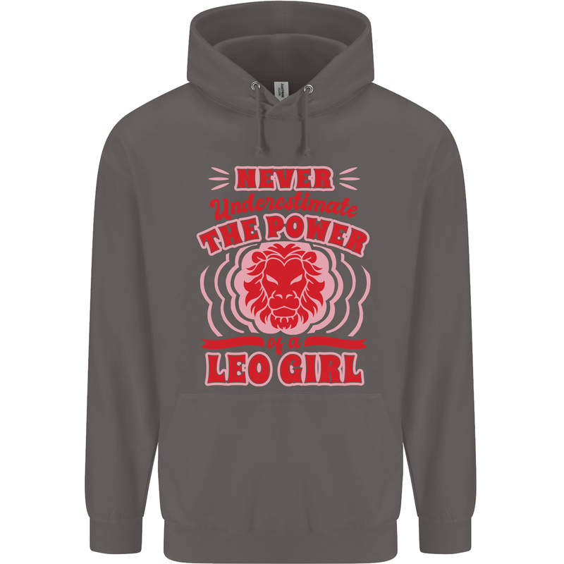 Power of Leo Girl Star Sign Zodiac Horoscope Mens 80% Cotton Hoodie Charcoal
