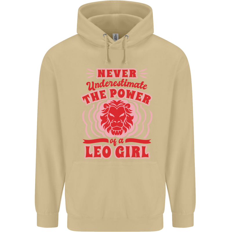Power of Leo Girl Star Sign Zodiac Horoscope Mens 80% Cotton Hoodie Sand