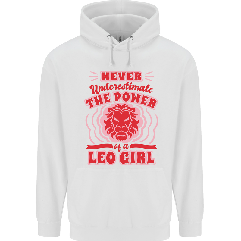 Power of Leo Girl Star Sign Zodiac Horoscope Mens 80% Cotton Hoodie White