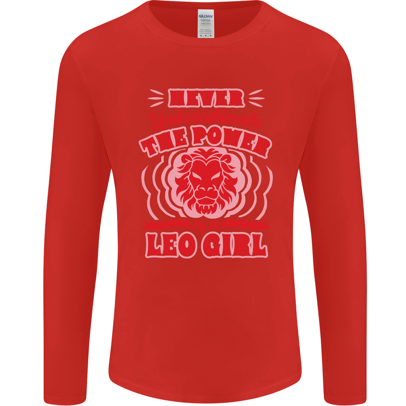 Power of Leo Girl Star Sign Zodiac Horoscope Mens Long Sleeve T-Shirt Red